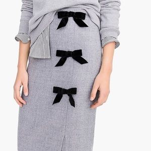 J. Crew 10T Gray Pencil Skirt with Black Bows